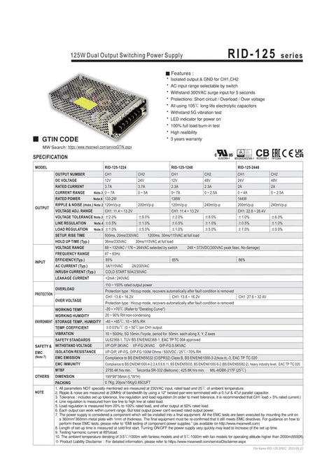 Beefy 125W Switching Power Supply for Power Entry Modules 12V 48V Output High Efficiency AC to DC Converter Durable Ready for DIY Electronics and Industrial Projects, metal case