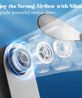 Close-up of the motor drive in a 2 In 1 Portable Handheld Fan USB Rechargeable Personal Mini Fan with strong airflow effect.