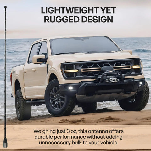 15 Inch Black Antenna For Ford F Series Trucks And Dodge Ram With Steel Threading Durable Exterior Replacement Easy Install