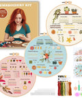 Beginner Embroidery And Cross Stitch Kit For Adults 3 Pack With Pre Printed Patterns Colorful Threads Needles 7.8 Inch Hoop Learn Stitches With Video Tutorial DIY Needlework Gift For Women.