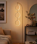 Antique Brass 74 Inch Industrial LED Floor Lamp With Arch Design Three Light Heads Energy Efficient Built In 3 Way Dimmer