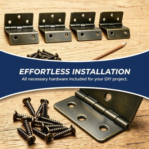 Four Pack Half Surface Hinges 270 Degree Tri Fold Retro Iron Cabinet Hinges Bronze Finish for DIY Installation