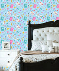 Top Tier Botanical Floral Peel And Stick Wallpaper Removable Self Adhesive Wallcovering Giant Roll in a bedroom setting.