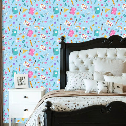 Top Tier Botanical Floral Peel And Stick Wallpaper Removable Self Adhesive Wallcovering Giant Roll in a bedroom setting.