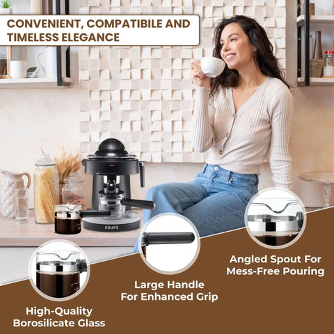 Premium 4 Cup Universal Glass Espresso Carafe Replacement For Home Brews Durable German Borosilicate Glass Easy Pour Heat