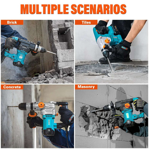 Berserker 17pc SDS-Plus drill bit and chisel set, teal housing, carbide-tipped, for brick, tile, concrete, masonry