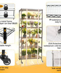 Indoor Greenhouse Kit With Grow Lights For Seed Starting, 6 Tier Metal Plant Rack With Clear Cover, showcasing design features
