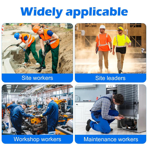 Collage of site workers, leaders, workshop, maintenance in context for Rugged Steel Toe Covers For Boots And Shoes, Tough-As-Nails Toe Caps, Removable Metal Toe Inserts For Work Boots, Construction And Welding, Protects Against Crushing Impacts And Punctures, One Pair