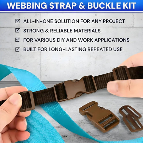 Quick Release Side Buckles and Straps Kit for Outdoors, 3/4 Inch Webbing in Brown Tan Khaki, 6 Buckles and 6 Yards of Strap