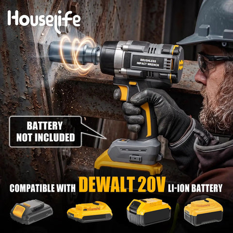 Half Inch Cordless Impact Wrench Compatible With DeWalt 20V Max Batteries High Torque For Heavy Duty Jobs Tool Only