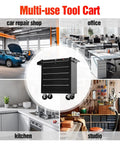 5-Drawer Rolling Tool Chest With Lockable Cabinet And Wheels in garage, workshop, office, kitchen, and studio settings