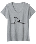 Powered Paragliding Heartbeat Paramotor Tee For Paraglider Fans With Motor Paraglider Design V Neck Shirt Lightweight Classic Fit