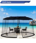15ft Double Sided Mosquito Netting For Patio Umbrellas With Double Zippers, Water Resistant Bottom on beach patio setup