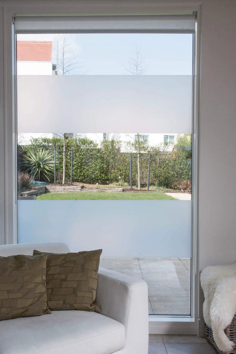 Milky Privacy Window Film With Reusable Static Cling No Fuss Removable Frosted Glass Film installed on living room window