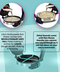 Libra Electric Roti Maker Machine With Non Stick 8.5 Inch Plates Auto Temp Control And Durable Handle shown pouring liquid dough.