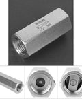 Front view: stainless steel hex BSPP female 1/4 in air check valve for gas, oil, water piping