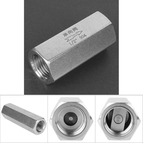 Front view: stainless steel hex BSPP female 1/4 in air check valve for gas, oil, water piping