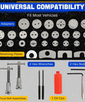 24 adapters, retaining plates, thrust bolts for 35 Piece Disc Brake Caliper Tool Kit With Heavy Duty Piston Caliper Compressor.