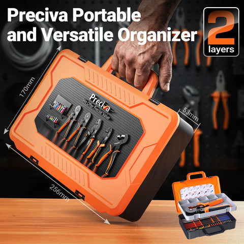 2100Pcs Ferrule Crimping Tool Kit With Storage Case, Must-Have Self-Adjusting Ratchet Pliers For AWG 23 To 7 0.25 To 10mm2 Quadrilateral Wire Crimp Tool Set For Electrical Car Audio And DIY Projects in orange case