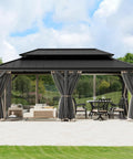 Bug Free Outdoor Gazebo Mosquito Netting Replacement 6 Panel Sidewalls 12 By 20 Ft Universal Fit with double zippers installed
