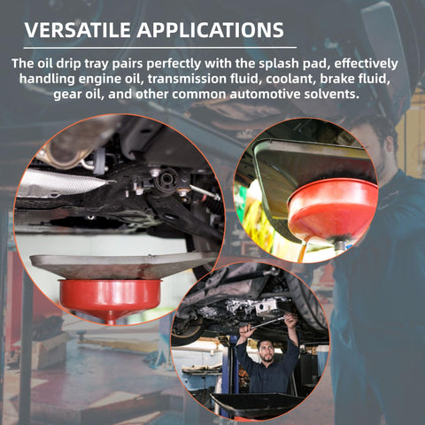 Universal Transmission Drain Pan Kit With No Spill Splash Pads Includes Two 22 Inch Pads Heavy Duty Plastic Oil Change Tray