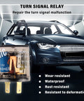 2 Pack 12V Heavy Duty Turn Signal Relay Two Prong Round Automotive Flasher shown with car background