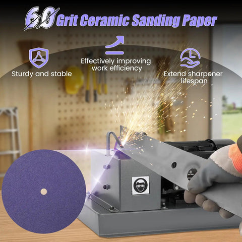 Grinding sparks from 30 Pack 7 Inch Sanding Discs For Lawn Mower Blade Sharpener High Performance 7 By 5 Eighths Inch