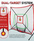 5x5 Ft Baseball And Softball Practice Net With Red Strike Zone And Target Built For Youth Hitting Pitching Batting Training And Accurate Throwing Practice Portable With Carry Bag