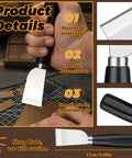 4 Pcs Leather Knife Set With 7 In 1 Groover Tool And Leather Cutting Knife, Includes Ebony Wood Edge Burnishers And Slicker For Diy Leathercraft Cutting Grooving Polishing