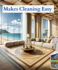 Luxury living room with ocean view and All In One Floor Cleaner Spray For Wood Laminate Hardwood And Luxury Vinyl Floors visible.