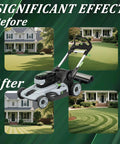 Image showing before and after results of using Stainless Steel Lawn Striping Kit For 21-Inch EGO Walk-Behind Mowers AR2100 with lush stripes