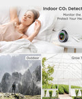 Spot On Portable Carbon Dioxide Detector With Advanced NDIR Sensor And Crisp LCD Display on bedside table in a cozy bedroom