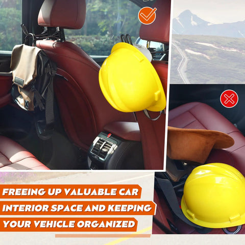 Hard Hat Holder For Truck And SUV 2 Pack Keeps Cap Shape While Driving Stainless Steel Headrest Rod Mount in vehicle
