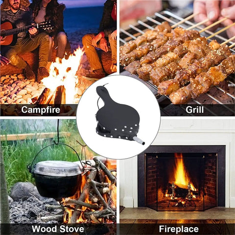 Heavy Duty Handcrafted Wooden Fireplace Bellows Featuring Precision Airflow Levers for use with campfires, grills, and stoves.