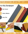 180 Pcs Mini Sanding Kit With Nine Grits From 80 To 1000 Sandpaper And Finger Sanding Blocks, color-coded for woodwork and repairs