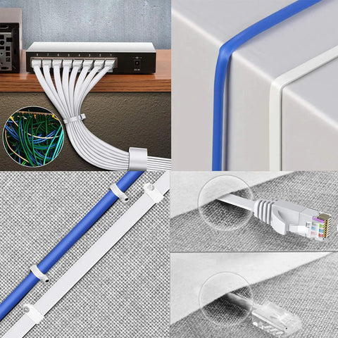 Flat Cat6 Ethernet Cable 20 Ft White RJ45 Patch Cord for Gigabit LAN Network With Fast Speeds 4 Pair Copper Wiring Slim Design shown in use