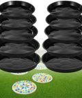 10 Round Stepping Stone Molds Set With 5 Sizes From Eight Point One To Ten Point Eight Inches Reusable Plastic Concrete Molds on grass