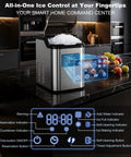 Gotta Have This Countertop Nugget Ice Maker with digital controls, stainless steel body, producing pebble ice in modern kitchen.