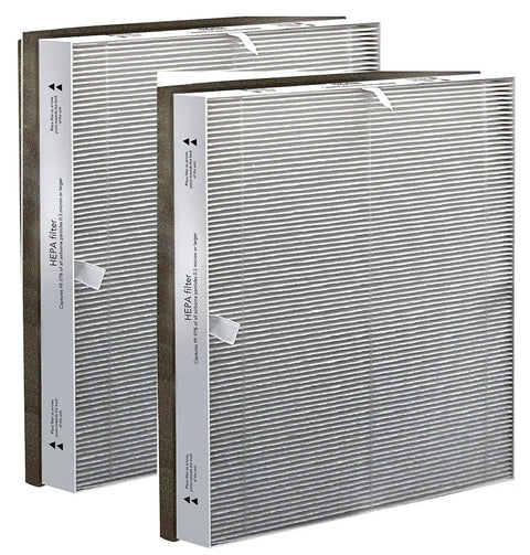 MD1-0022 Replacement Filter Two Pack H13 Grade For Vornado Air Purifier Models AC300 AC350 AC500 showing front view of two filters