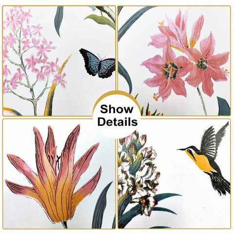 Pink Floral And Bird Peel And Stick Wallpaper For Cabinets And Bedrooms Self Adhesive Removable Vinyl With Butterfly Design