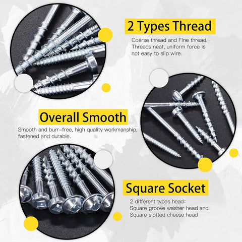 No 8 Pocket Hole Screws Alloy Steel Zinc Weather Resistant Square Drive Coarse Thread One And A Quarter Inch 280 Pieces