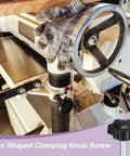 Four M8 x 25mm plastic hex-shaped clamping knobs with threaded studs for equipment adjustments