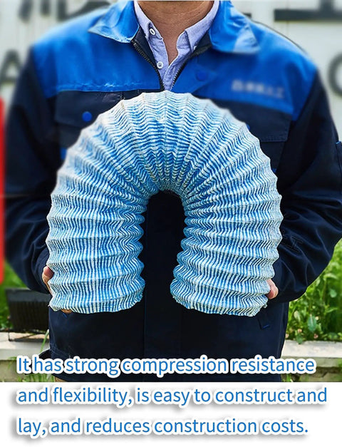 Person holding Flexible Corrugated French Drain Pipe With Nonwoven Fabric And Steel Wire Permeable Garden Drain Hose