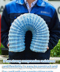 Person holding Yard Work Ready Flexible Corrugated French Drain Pipe With Steel Wire Reinforcement And Nonwoven Fabric Permeable