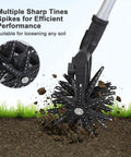 Lightweight Rotary Cultivator Tiller With Adjustable Stainless Steel Poles Anti Slip Grip Hand Tiller For Soil Mixing