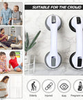 4 Pack 12 Inch Shower Grab Bars For Bathtub Safety With Dual Suction Cups No Slip Handles In Black And Gray Easy Install