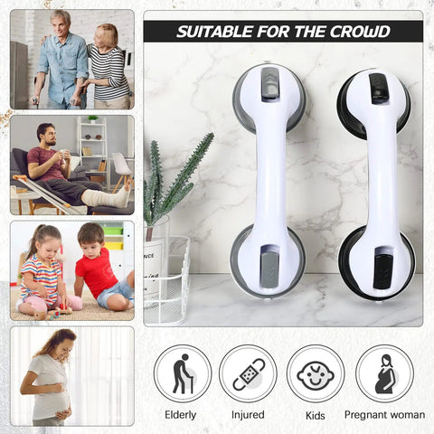 4 Pack 12 Inch Shower Grab Bars For Bathtub Safety With Dual Suction Cups No Slip Handles In Black And Gray Easy Install