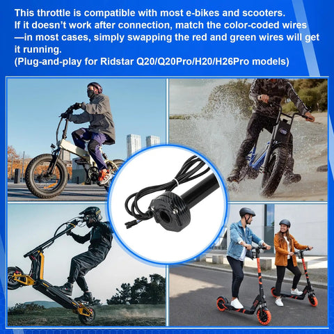 Full Twist Ebike Throttle Grip Cable Kit For Q20 Electric Dirt Bike, Rolling Bearing System, Carbon Fiber Style Dope Look, Plug And Play Throttle For Easy Install, 1.5m Cable Ready To Ride Right Out Of The Box