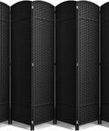 8 Panel Black Room Divider With Double Hinged Panels, 6 Ft Tall Folding Privacy Screen For Home Or Office Privacy, Portable