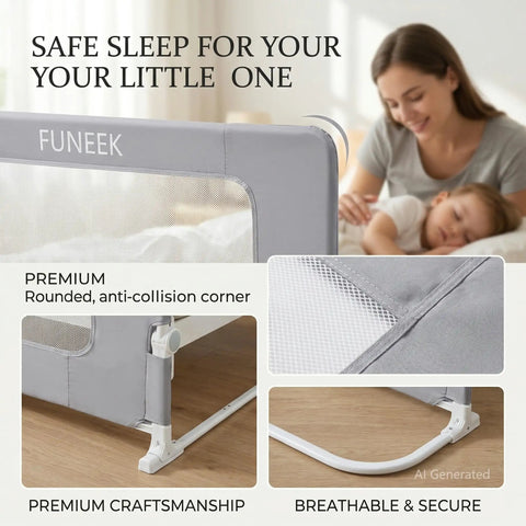 Swing Down Bed Rail Guard For Toddlers 59 Inch Long for king twin full queen beds with reinforced alloy steel frame detail